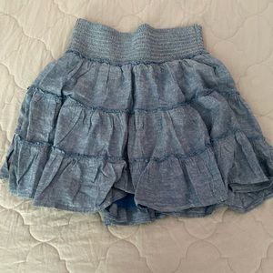 NWT American Eagle Chambray Cotton Linen Ruffle Skater Skirt